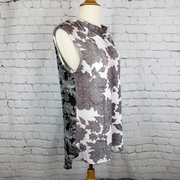 Cabi Tango Cowl Neck Sleeveless Top Style# 3057 Floral Two Tone Mixed Print - Picture 9 of 9